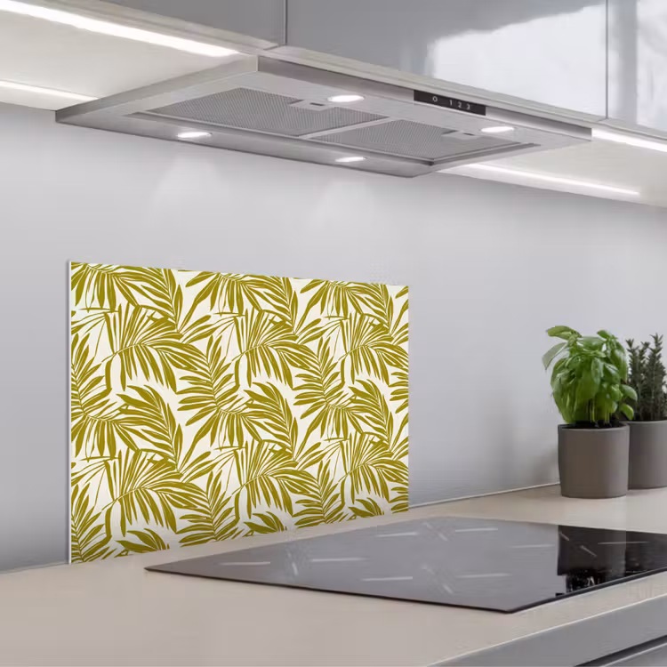Salpicaderos de cocina - Hoja de palmera - Patrón - Verde — 1