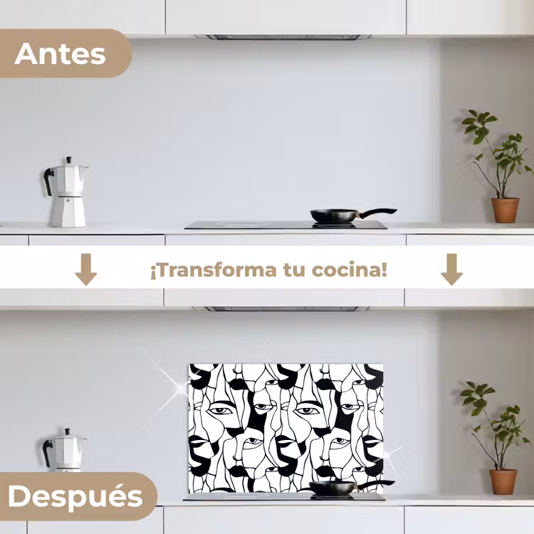 Salpicaderos de cocina - Líneas - Caras - Negro - Blanco — 7