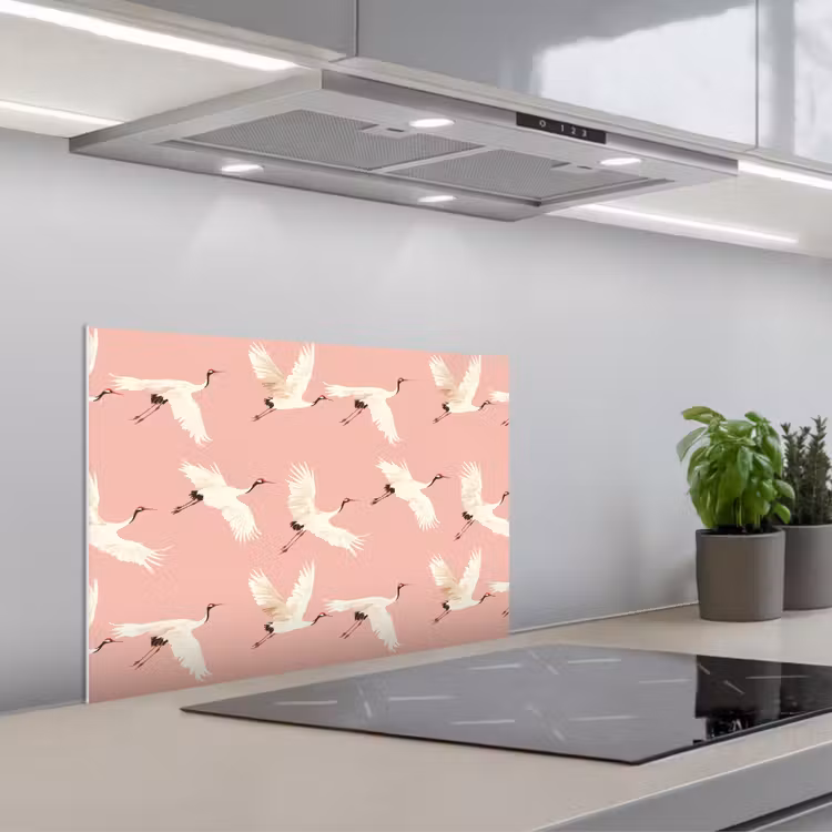 Salpicaderos de cocina - Moderno - Grullas - Rosa — 1