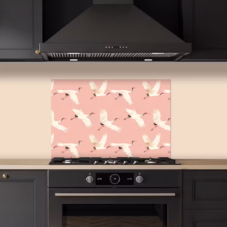Salpicaderos de cocina - Moderno - Grullas - Rosa — 5