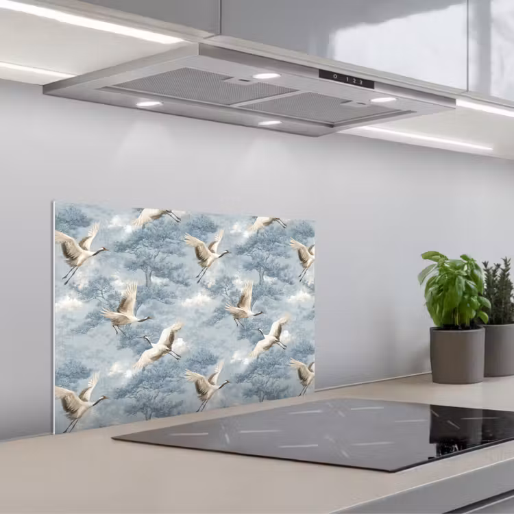 Salpicaderos de cocina - Nubes - Grullas - Azul — 1