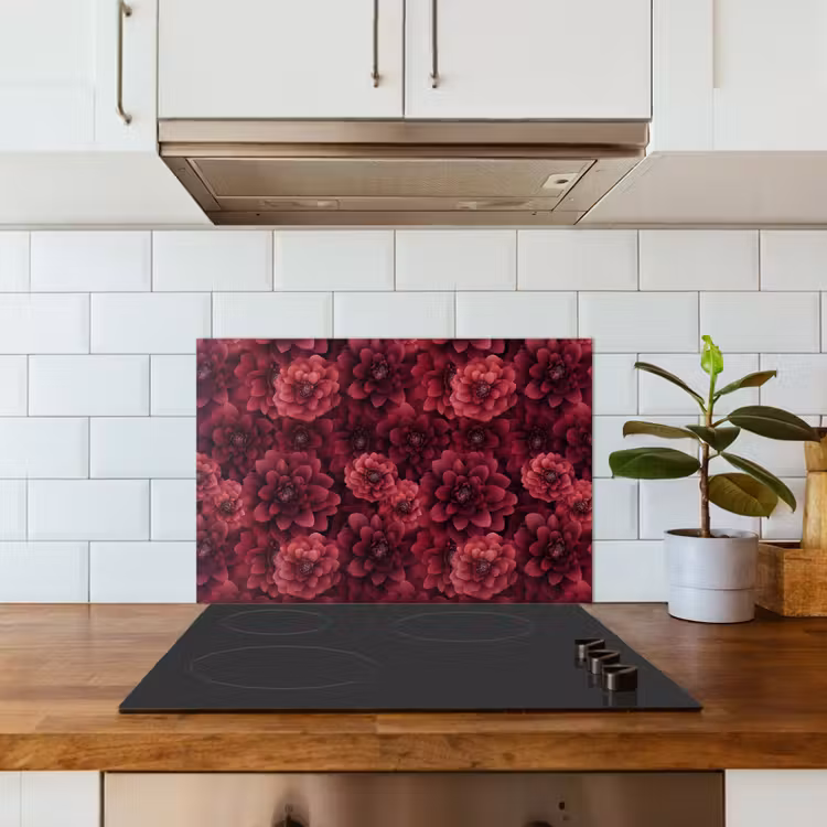 Salpicaderos de cocina - Dalias - Flores - Rojo — 3
