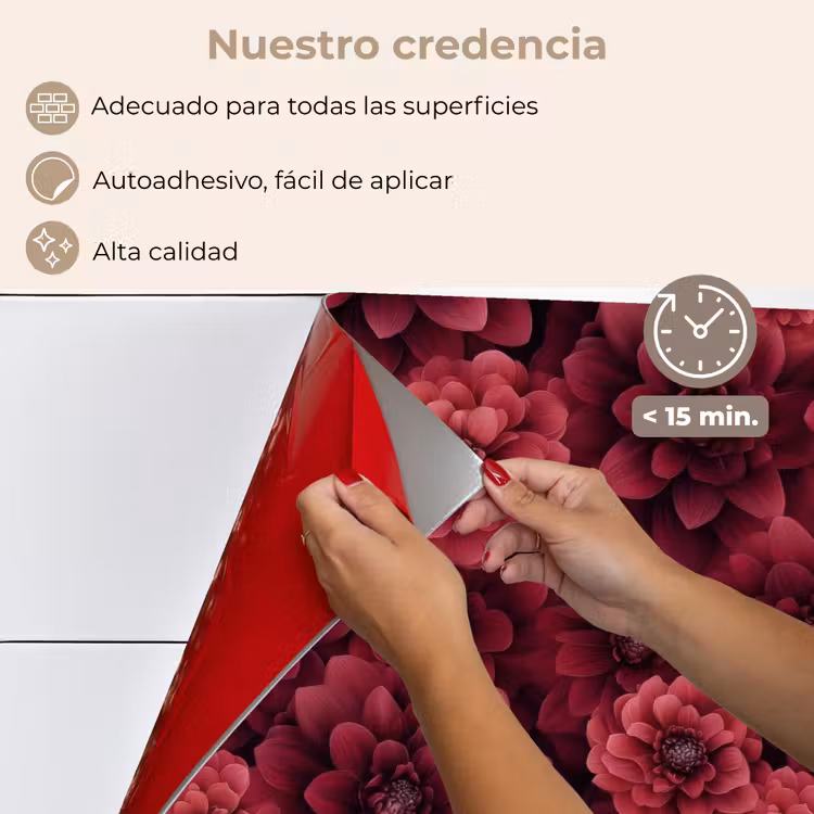 Salpicaderos de cocina - Dalias - Flores - Rojo — 4