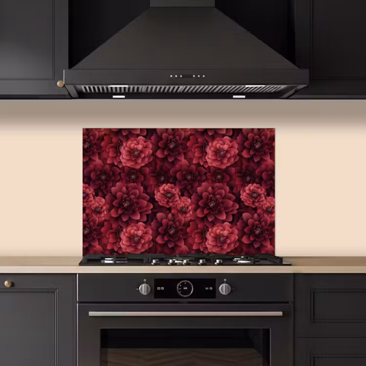 Salpicaderos de cocina - Dalias - Flores - Rojo — 5