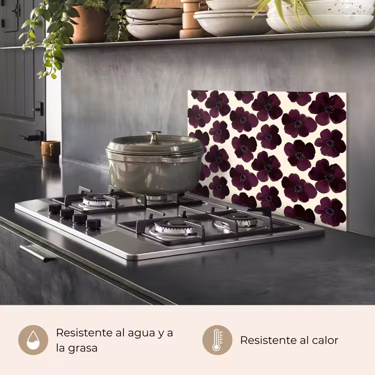 Salpicaderos de cocina - Flores - Acuarela - Morado — 2