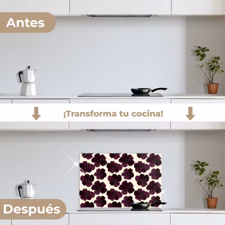 Salpicaderos de cocina - Flores - Acuarela - Morado — 7
