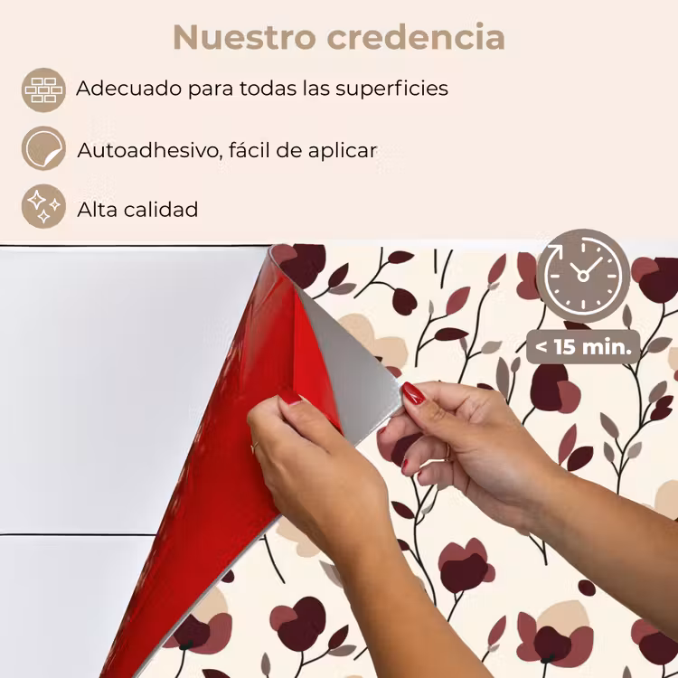 Salpicaderos de cocina - Flores - Botánico - Burdeos — 4