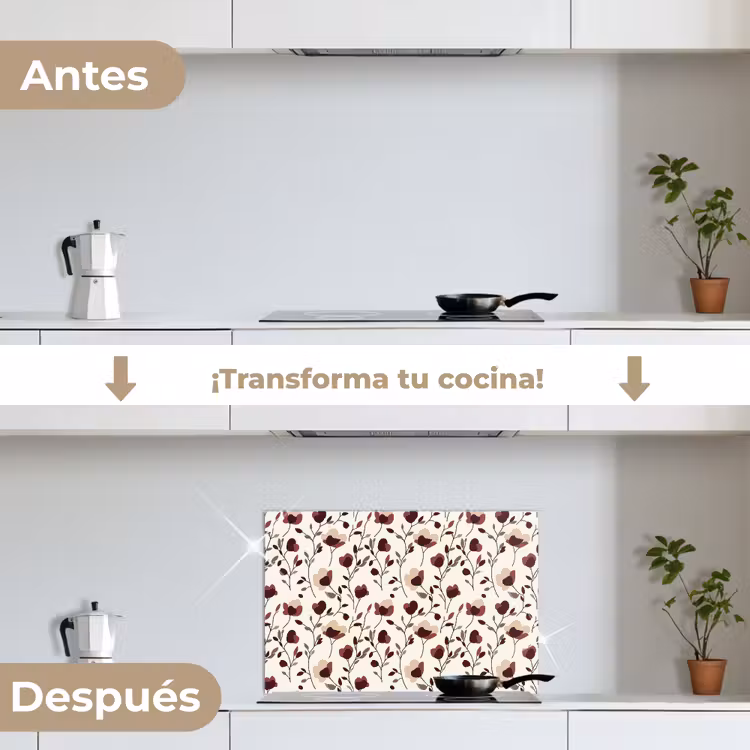 Salpicaderos de cocina - Flores - Botánico - Burdeos — 7