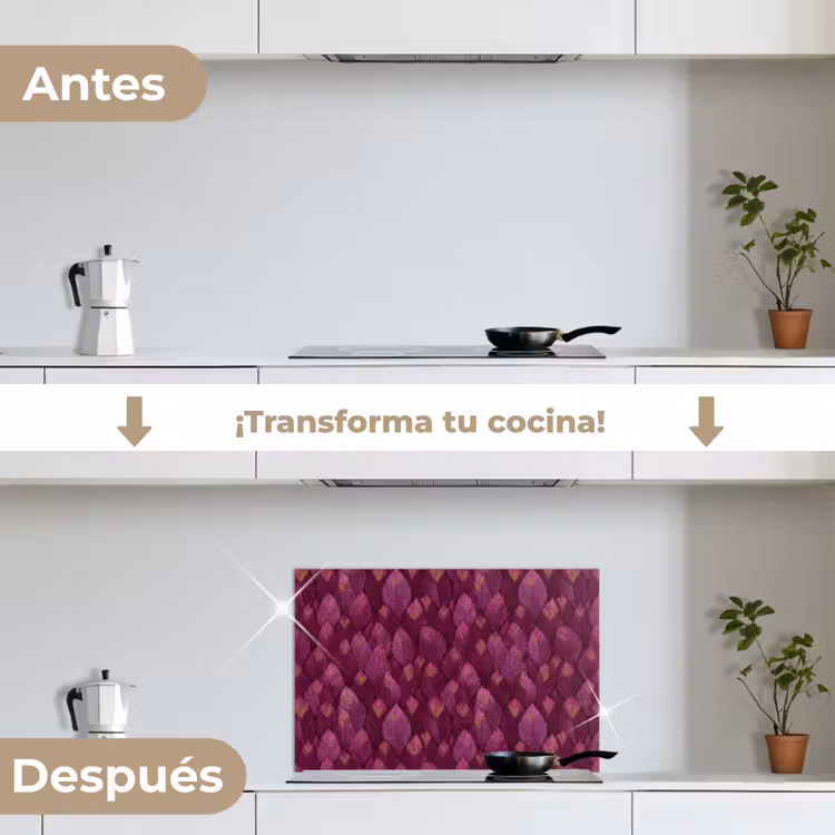Salpicaderos de cocina - Hojas - Patrón - Borgoña — 7