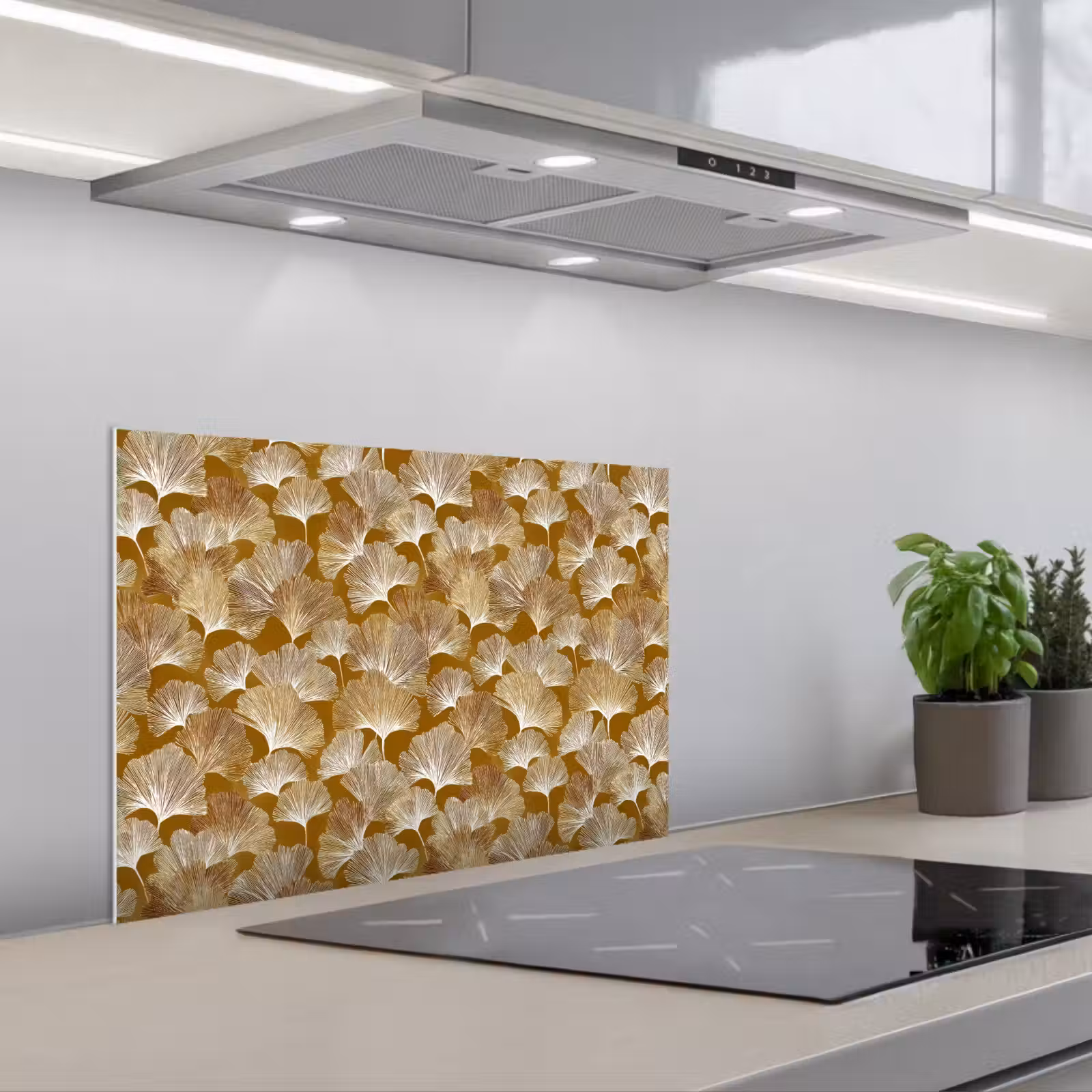 Salpicaderos de cocina - Ginkgo - Hojas - Oro — 1