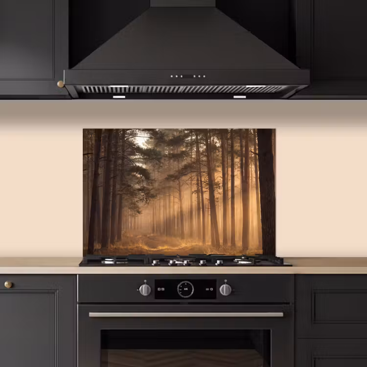 Salpicaderos de cocina - Bosque - Niebla - Luz solar — 5