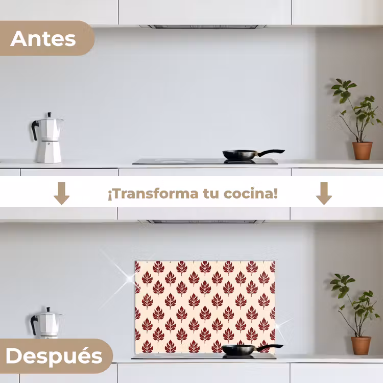 Salpicaderos de cocina - Botánico - Patrón - Burdeos — 7