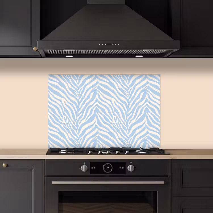 Salpicaderos de cocina - Cebra - Motivo - Azul - Blanco — 5