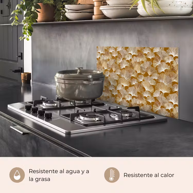 Salpicaderos de cocina - Ginkgo - Hojas - Oro — 2