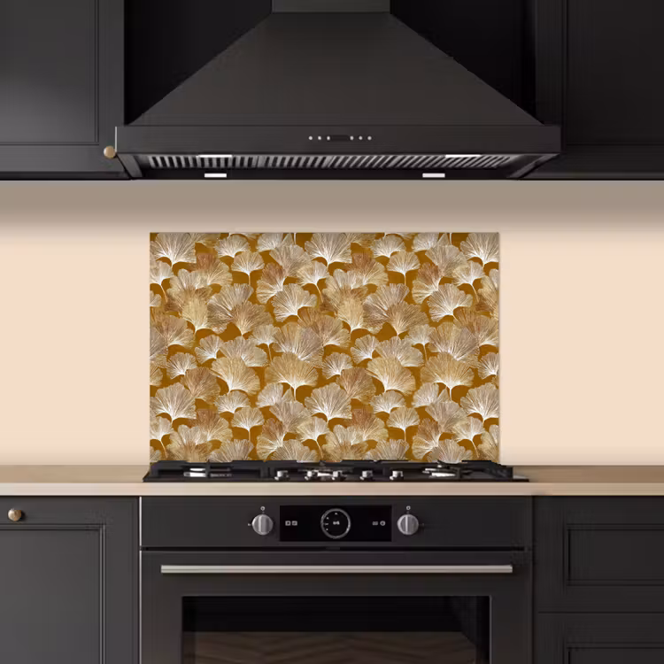 Salpicaderos de cocina - Ginkgo - Hojas - Oro — 5