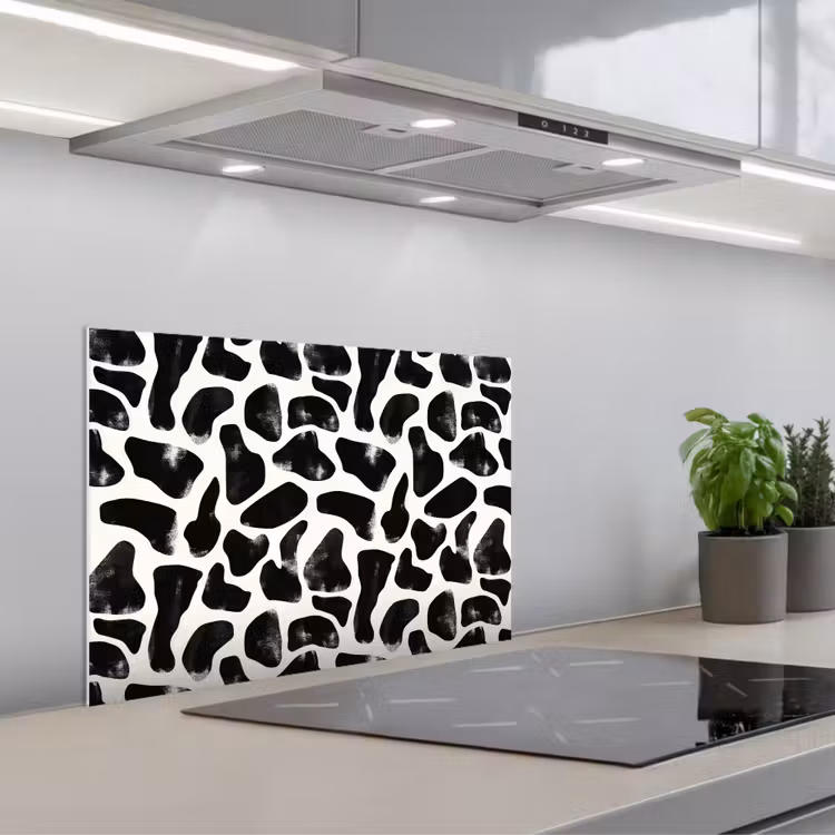 Salpicaderos de cocina - Motivo animal - Manchas - Negro - Blanco — 1