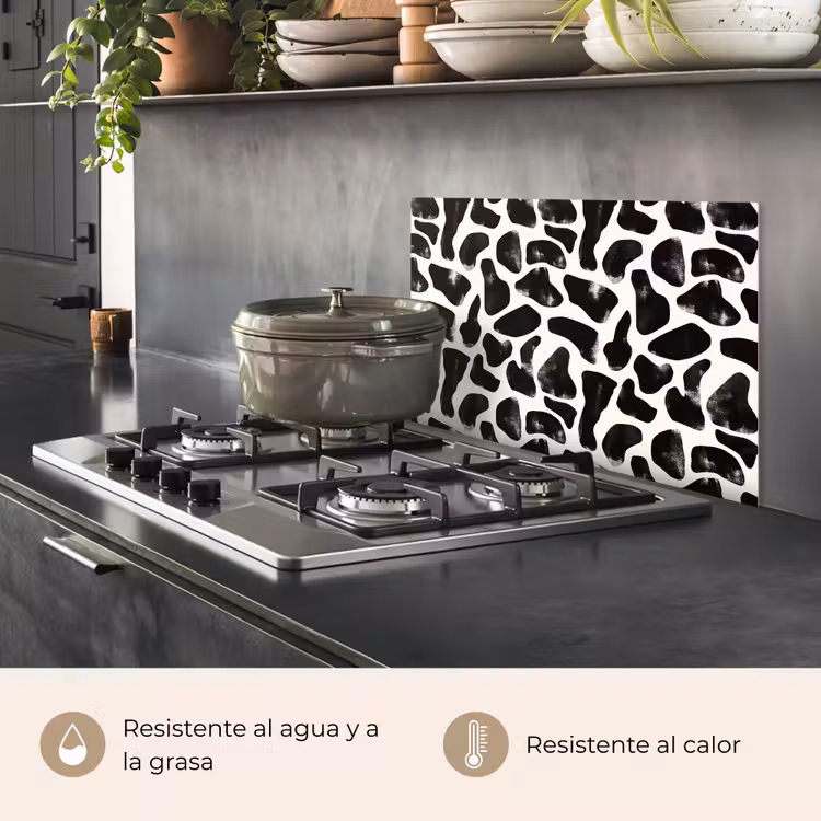 Salpicaderos de cocina - Motivo animal - Manchas - Negro - Blanco — 2
