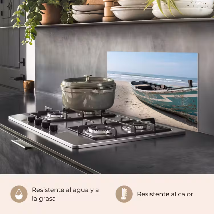 Salpicaderos de cocina - Barco - Playa de arena - Mar — 2