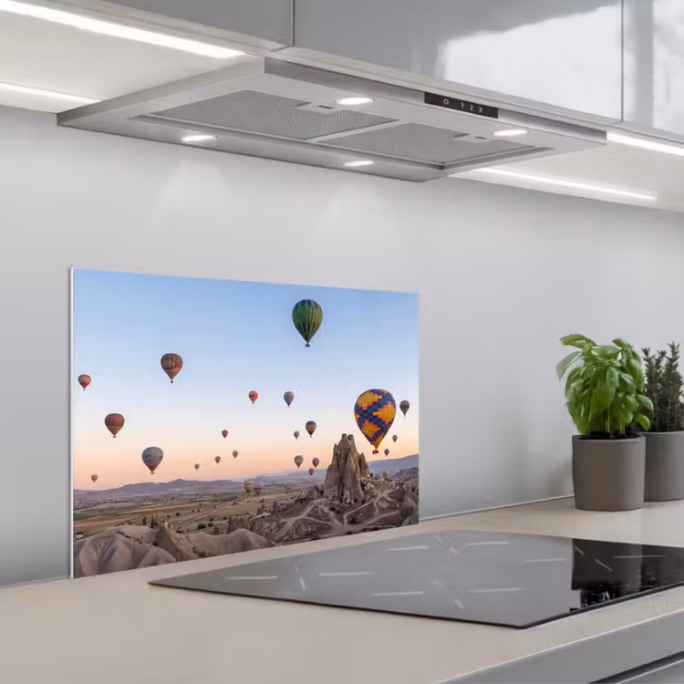 Salpicaderos de cocina - Globos aerostáticos - Rocas - Amanecer — 1