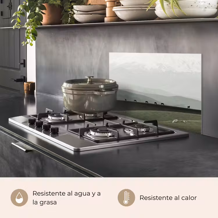 Salpicaderos de cocina - Gris - Montaña - Caballos — 2