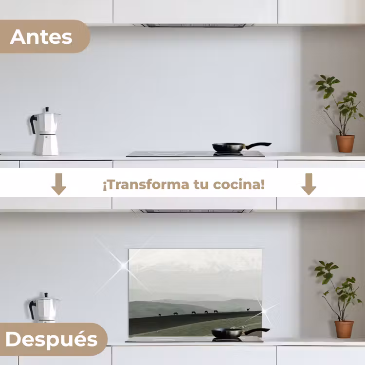 Salpicaderos de cocina - Gris - Montaña - Caballos — 7