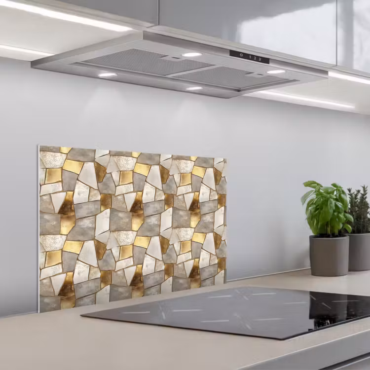 Salpicaderos de cocina - Mosaico - Mármol - Oro — 1