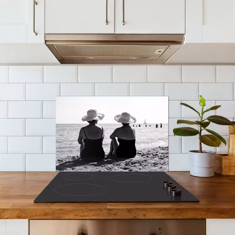 Salpicaderos de cocina - Mujer - Sombrero para el sol - Playa - Negro - Blanco — 3