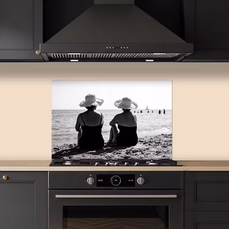 Salpicaderos de cocina - Mujer - Sombrero para el sol - Playa - Negro - Blanco — 5
