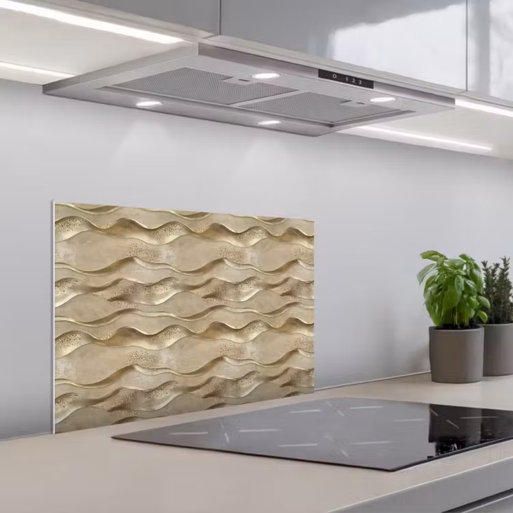 Salpicaderos de cocina - Ondas - Patrón - Oro — 1