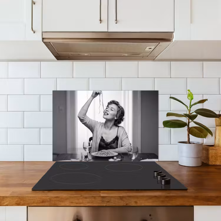 Salpicaderos de cocina - Mujer - Espagueti - Negro - Blanco — 3