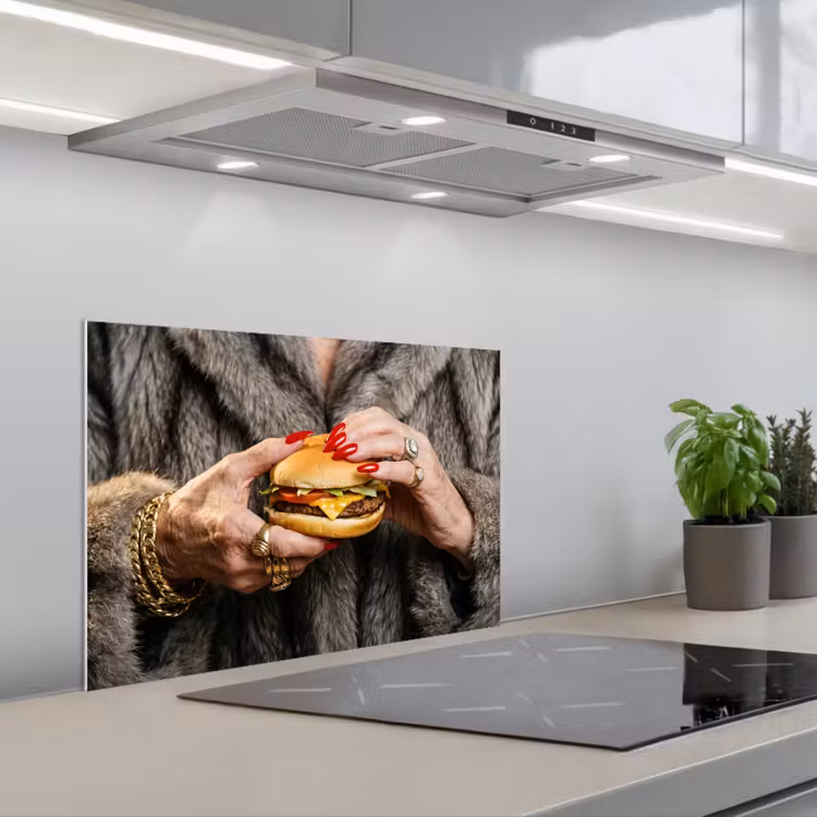 Salpicaderos de cocina - Mujer - Hamburguesa - Abrigo de piel — 1