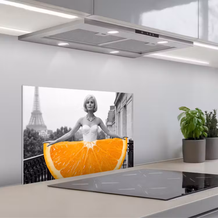 Salpicaderos de cocina - Naranja - Torre Eiffel - Mujer — 1