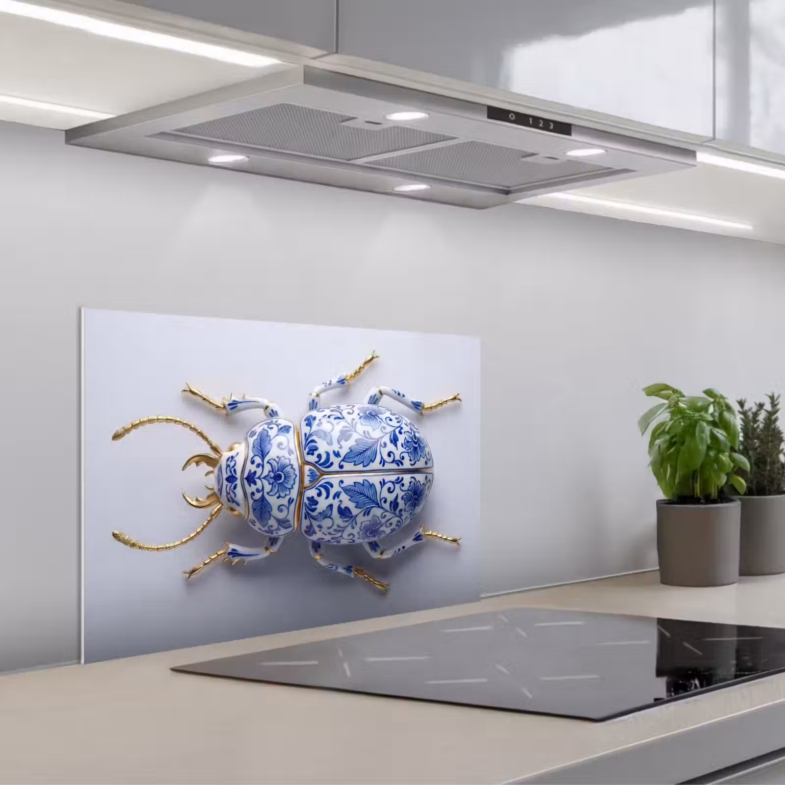 Salpicaderos de cocina - Escarabajo - Delfts - Azul - Oro — 1