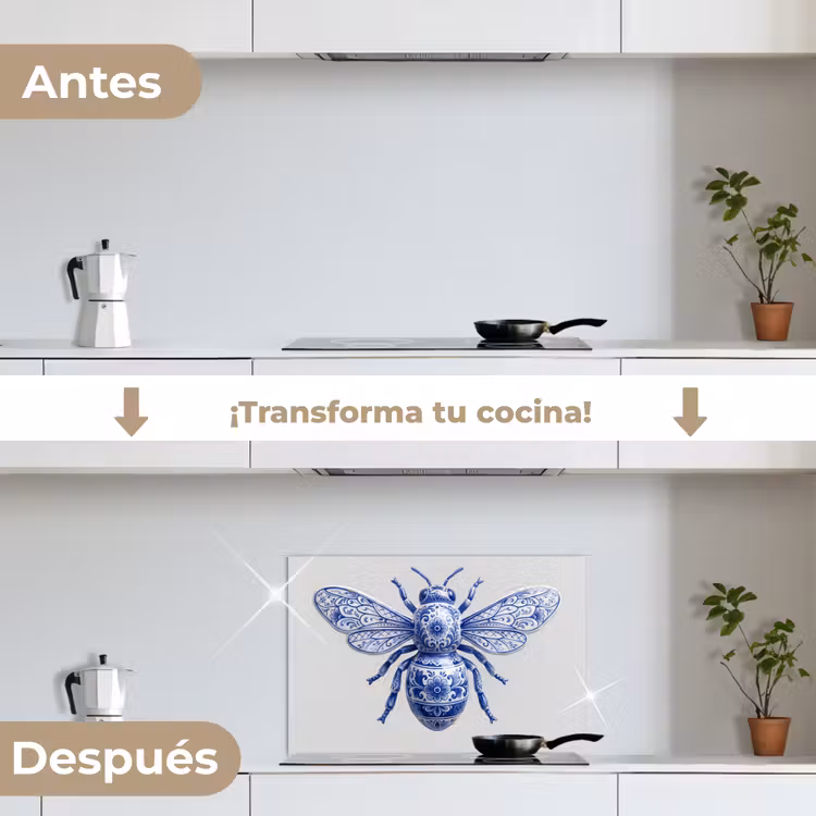 Salpicaderos de cocina - Abeja - Moderno - Delft - Azul — 7