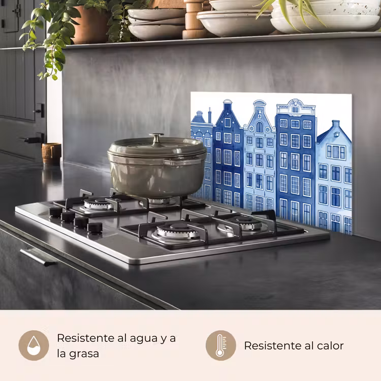 Salpicaderos de cocina - Acuarela - Casas del canal - Delftware — 2