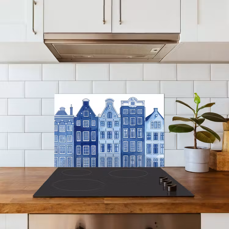 Salpicaderos de cocina - Acuarela - Casas del canal - Delftware — 3