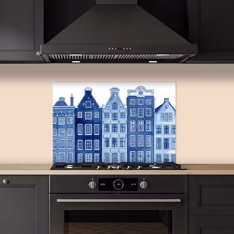 Salpicaderos de cocina - Acuarela - Casas del canal - Delftware — 5
