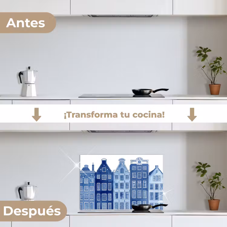 Salpicaderos de cocina - Acuarela - Casas del canal - Delftware — 7
