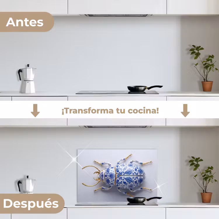 Salpicaderos de cocina - Escarabajo - Delfts - Azul - Oro — 7