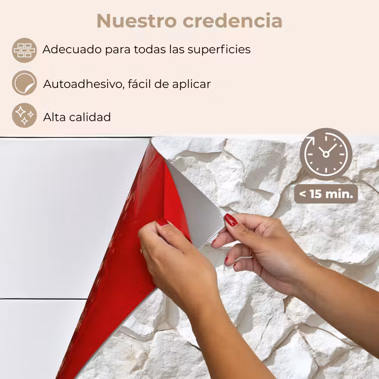 Salpicaderos de cocina - Estructura - Roca - Blanco — 4