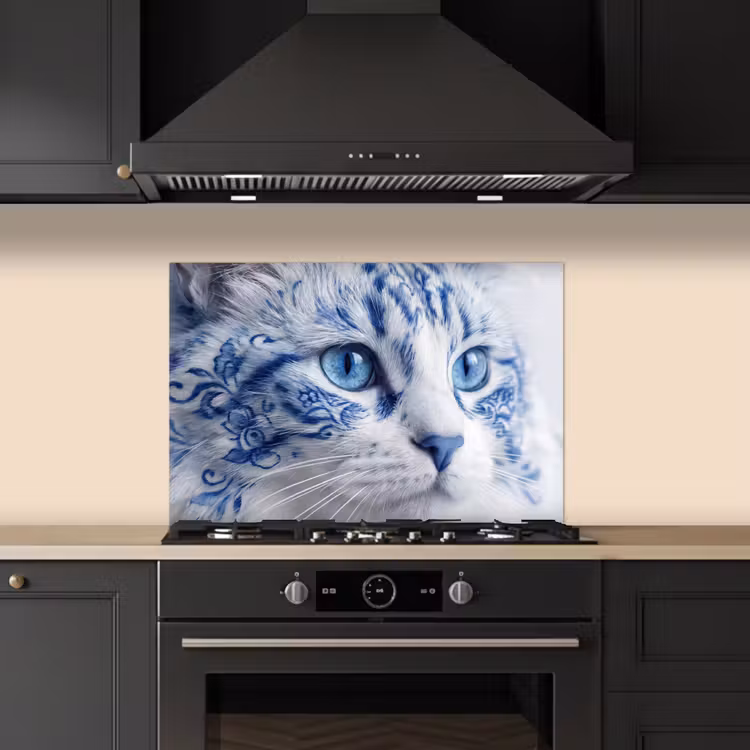 Salpicaderos de cocina - Gato - Patrón - Azul — 5