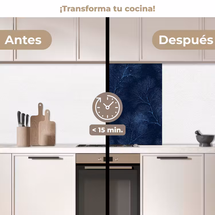 Revestimiento cocina - Coral - Ramas - Patrón - Azul noche — 2