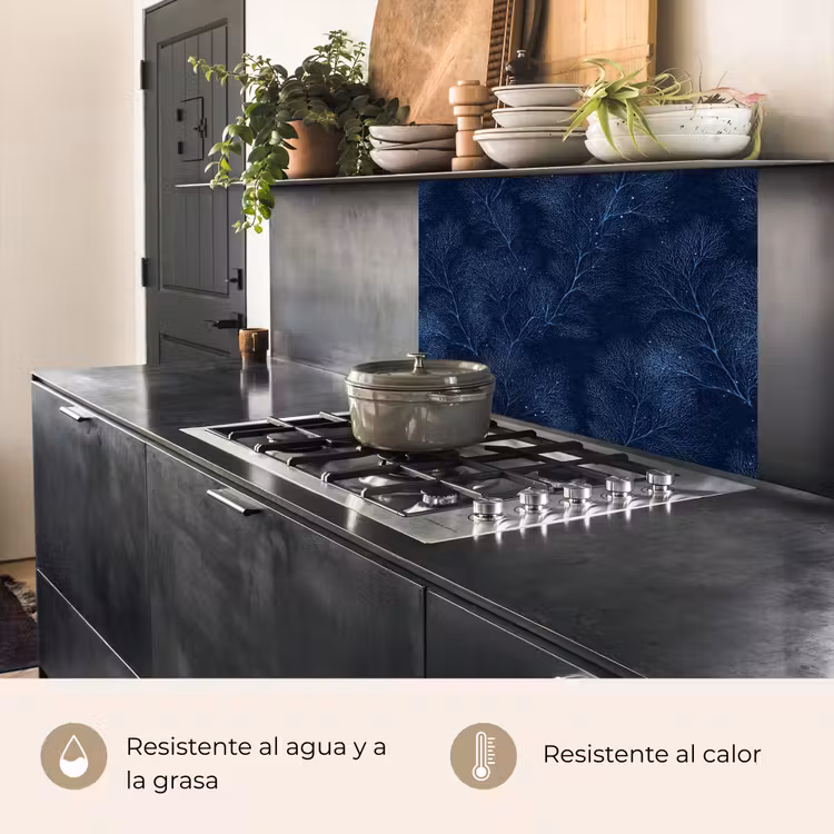 Revestimiento cocina - Coral - Ramas - Patrón - Azul noche — 4