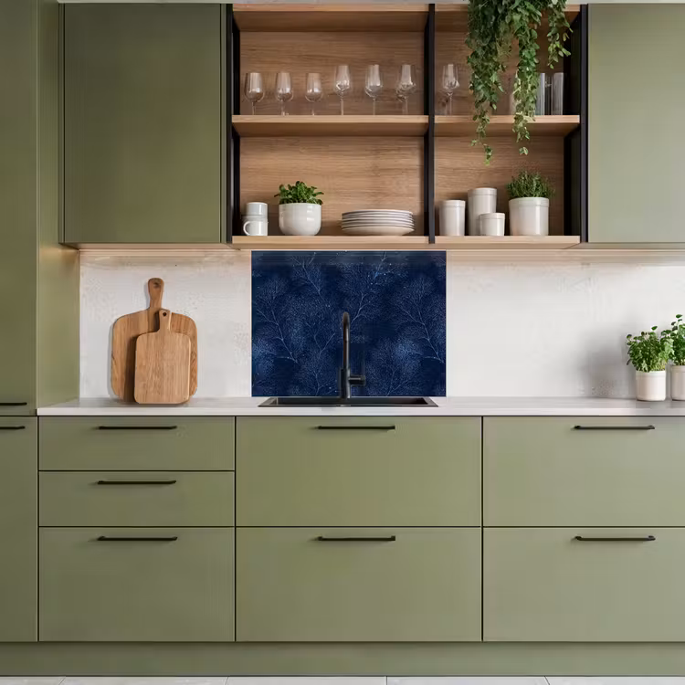 Revestimiento cocina - Coral - Ramas - Patrón - Azul noche — 7