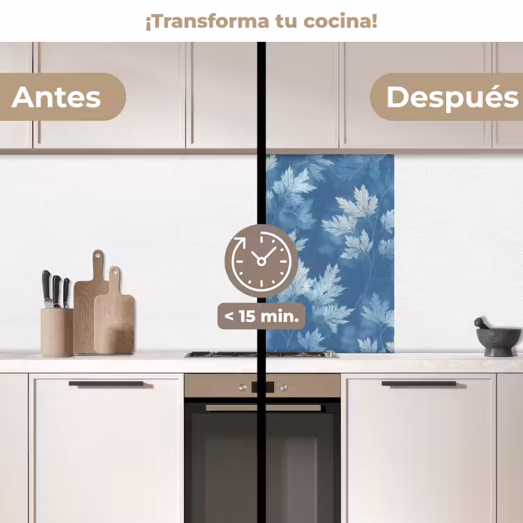 Revestimiento cocina - Helecho - Botánico - Patrón - Gris-azul — 2