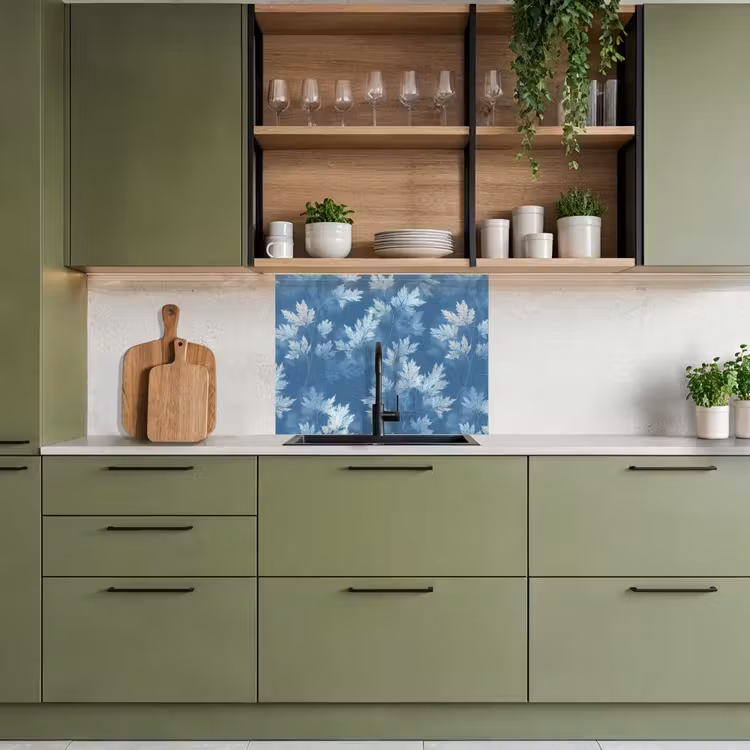Revestimiento cocina - Helecho - Botánico - Patrón - Gris-azul — 7