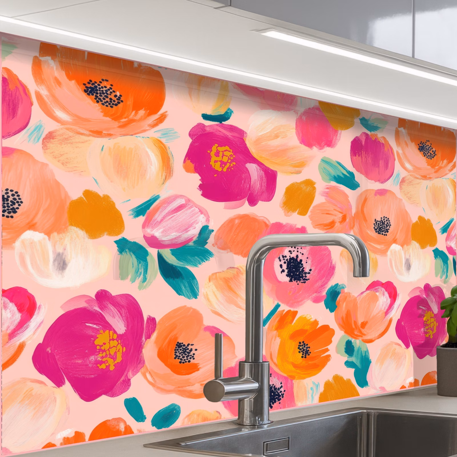 Revestimiento cocina - Flores - Alegre - Colorido — 1