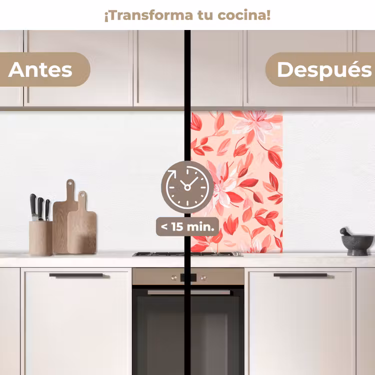 Revestimiento cocina - Botánico - Flores - Rojo — 2