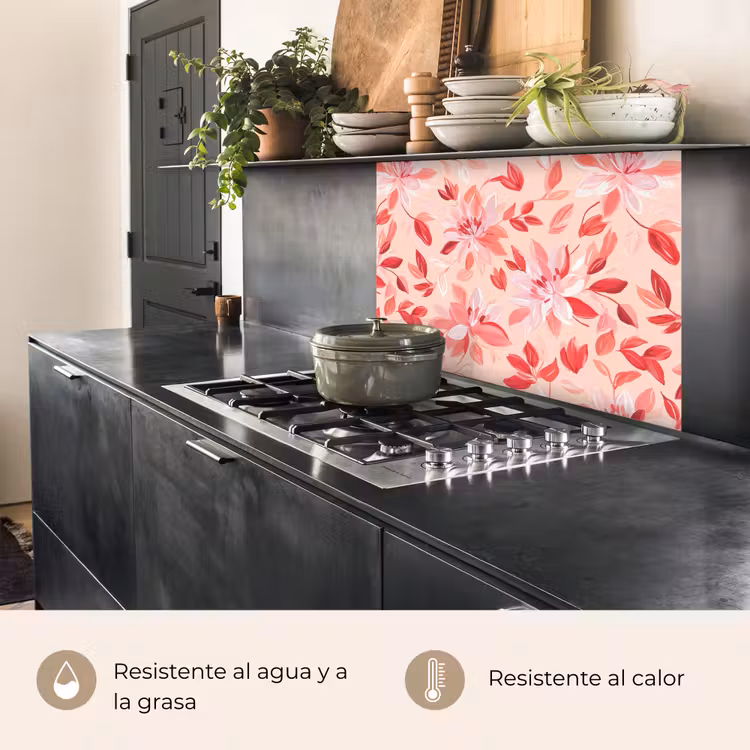 Revestimiento cocina - Botánico - Flores - Rojo — 4