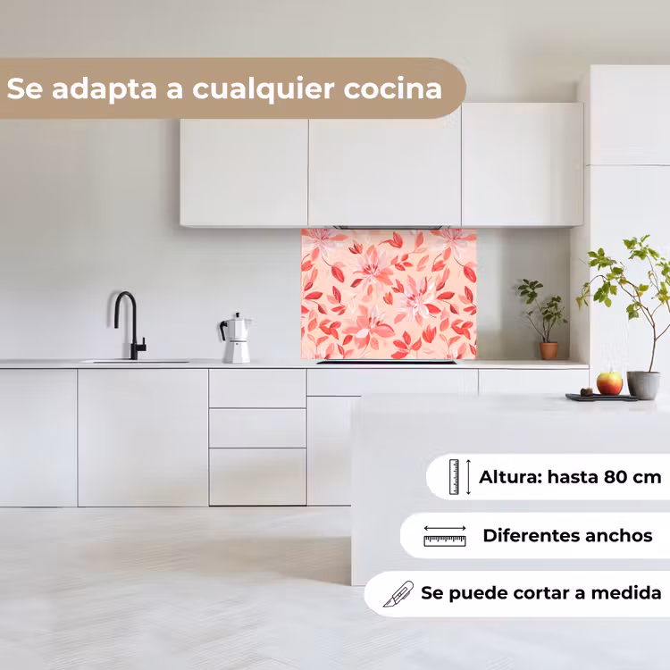 Revestimiento cocina - Botánico - Flores - Rojo — 6